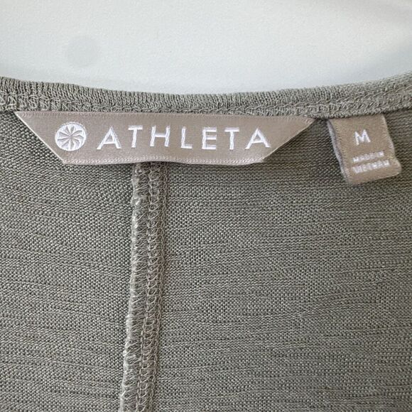 Athleta Martinique Maxi Dress Slub Knit Pockets Size M Green Summer Beachy - Picture 4 of 10